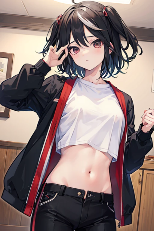 ((happy, seductive eyes)), kouhai, looking at viewer, full body , facing viewer:1, close-mouth, seductive chibi face:1.1, ((skirt lift, spread pussy, spreading pussy, presenting pussy, cum in pussy:1.2)), centered, from below, open mouth, drooling, black and white, dark hair, nsfw, bedroom, spread legs