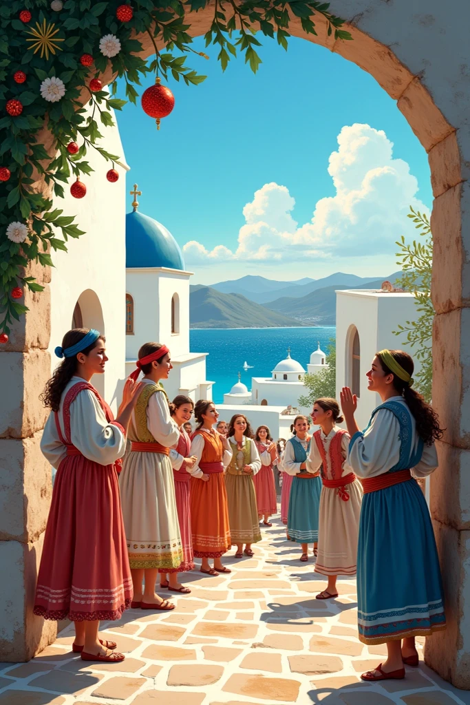 Year: 2007
Country: Greece
Description: In a sun-drenched courtyard of a neoclassical villa on the island of Santorini, a family gathers for a lively afternoon tea. Adults in pastel linen suits discuss art, while children in vintage swimsuits chase each other with water pistols. The iconic blue domes of the village churches can be seen in the distance.