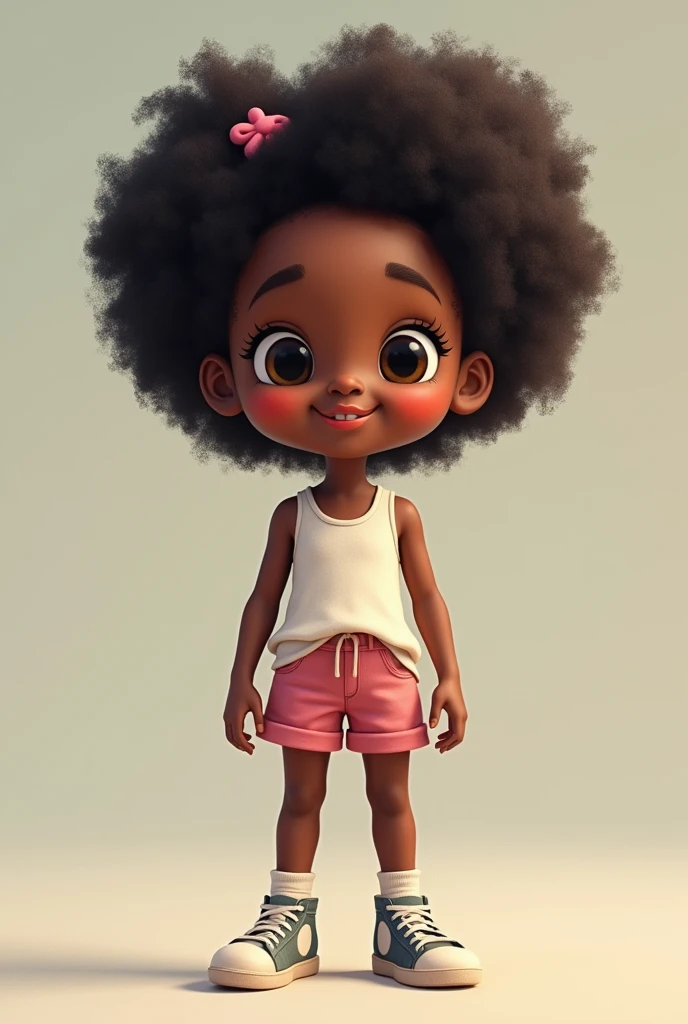 ((3D, best quality: 1.3)), ultra-detailed, SK, ((((solo))), full body, (close-up of a 5-year-old baby ((afro-futuristic)): 1;15), casual wearing, current fashion, black short t-shirt, (((white shoes))), (short kanekalon hair; 1.15), (well-defined symmetrical face, tongue expressionfrom outside: 1.12), autumn, floas in the wind, warm and soft dark luminosity, motion blur, magnificent blue sky,