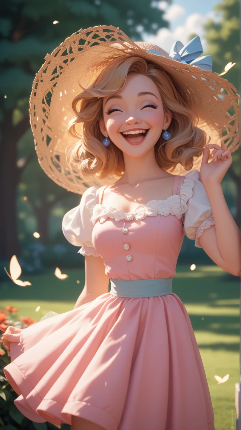 Prompt: A litte girl and  A litte boy laughing and playing in a sunny park, in 18th-century European style, 
Lighting: Bright, cheerful sunlight creating a joyful atmosphere.
Style: Disney style, whimsical and heartwarming.

