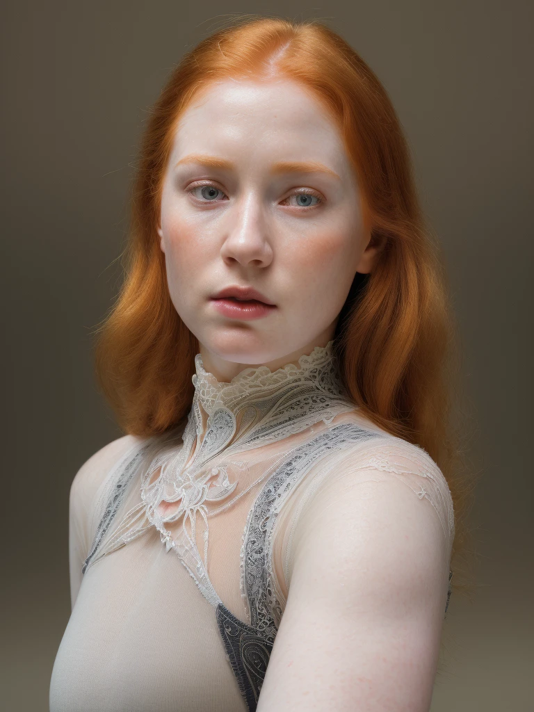 From face, a Pale Redhead younger , bodysuit lace see through, skinny, flat chested, wide hips, thigh gap, swiming in lac, Alphonse Mucha inspired, photorealistic, 8k, hyper detailed, high quality, best quality,4k,8k,highres,masterpiece:1.2,ultra-detailed,(realistic,photorealistic,photo-realistic:1.37 ,hyperrealistic,extremely detailed,intricate details,highly detailed