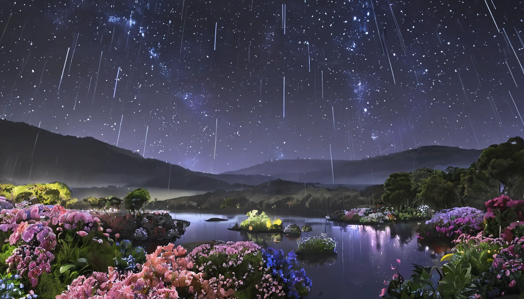 rain sound, space, night view, nature, night sky