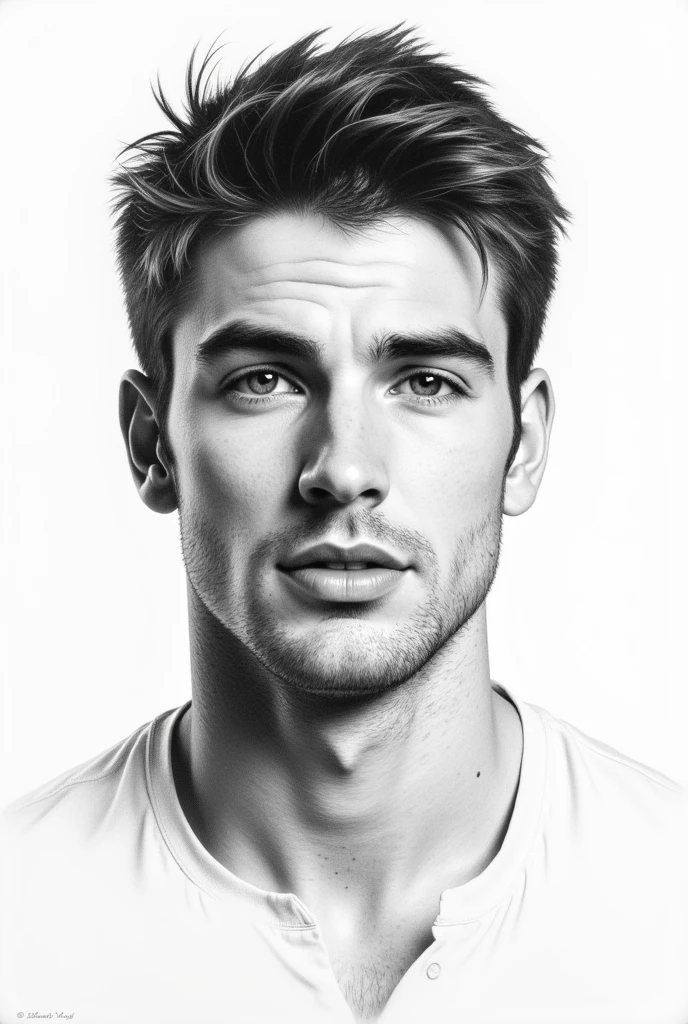 c3v4n4, pencil drawing, portrait of an attractive man with short hair, realistic drawing in black and white, art, hierrealistic drawing 8k, beautiful drawing, man with a roman nose, drawing on paper.