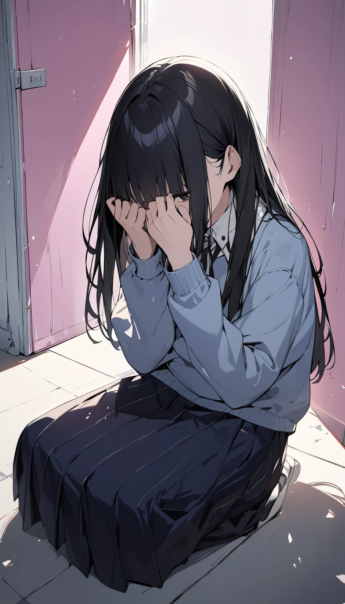 , Jumper skirt,  Peeing, Are crying, Peeing　