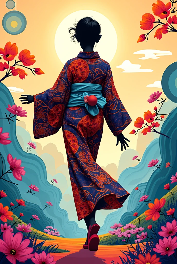 illustration, Abstract, silhouette, colorful, Yukata, 