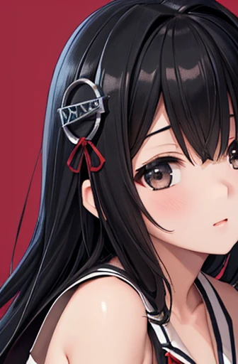 (((masterpiece))),((( high definition )))、(((8k)))、((( perfect face)))、(((Haguro KanColle)))、20 years old、((( beautiful face))), (( bikini)),   plump, fine eyes ,  detailed texture ,  camera , big , (( high definition 顔))、 black hair long hair,big胸、
