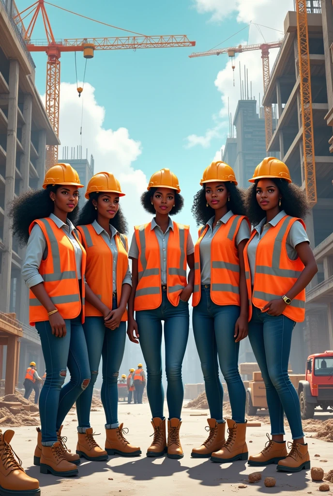 there is a woman sitting on a chair with a construction worker, with a cool pose, an artistic pose, artistic pose, cool pose, stood in a factory, full pose, in a factory, photo taken in 2 0 2 0, doing an elegant pose, confident pose, with a happy expression, sitting down casually, album photo, photo taken in 2018