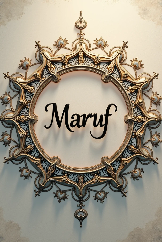Illustrated 3D a black picture frame. inside the frame is a beautiful teenager girl wearing hijab put a name “Ardini” under the frame and behind the girl is flower and LED light the backgroud is brickwall