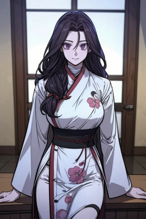 yoo iseol, black hair, long hair, pale violet eyes, Masterpiece, best quality, very detailed, Ultra high resolution, (photorealistic:1.4), 1 girl, alone, long hair,,8k hdr, 1 girl, medium-large breast, bright eyes, , big breasts,Spread your legs,have ,((Plum blossom print sexy lingerie)),((In the chinese hotel)), sexy、 beautiful body 、Cowboy Shot,masterpiece、A kind smile