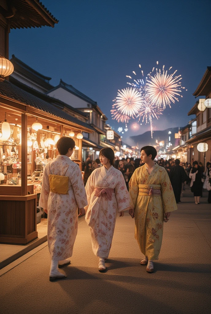 Night Festival 、Japanese-style yukata、Paper Lanterns、 mask stand、Fireworks