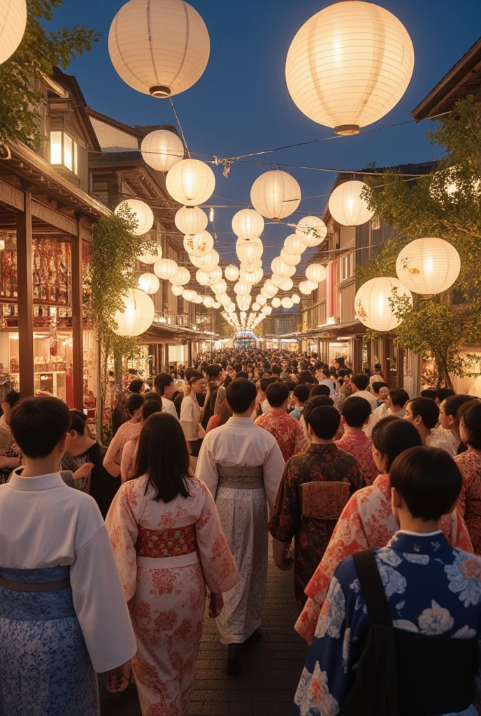 Night Festival 、Japanese-style yukata、Paper Lanterns、 mask stand、Fireworks