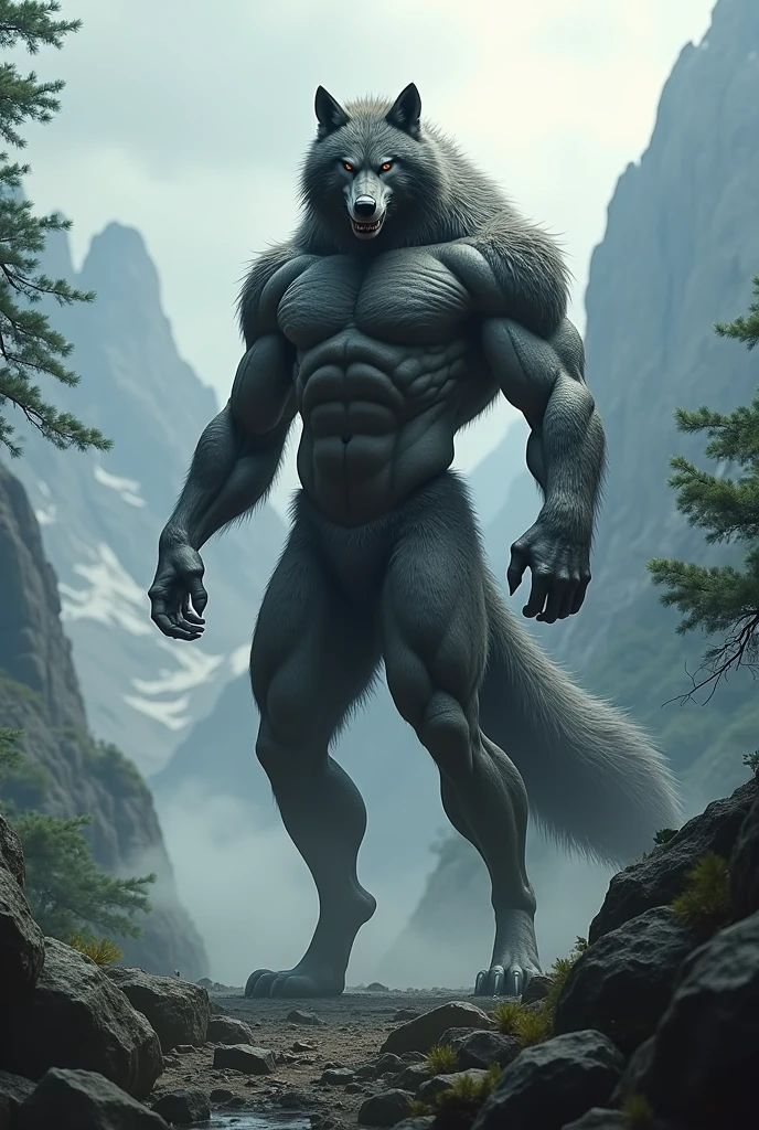 , by Bonifasko, solo, portrait of a pitlord, anthro, small head, muscular, mesomorph, muscular, fur, anthro, mane, hi res, detailed, tail, male, strong body, looking at viewer, sky