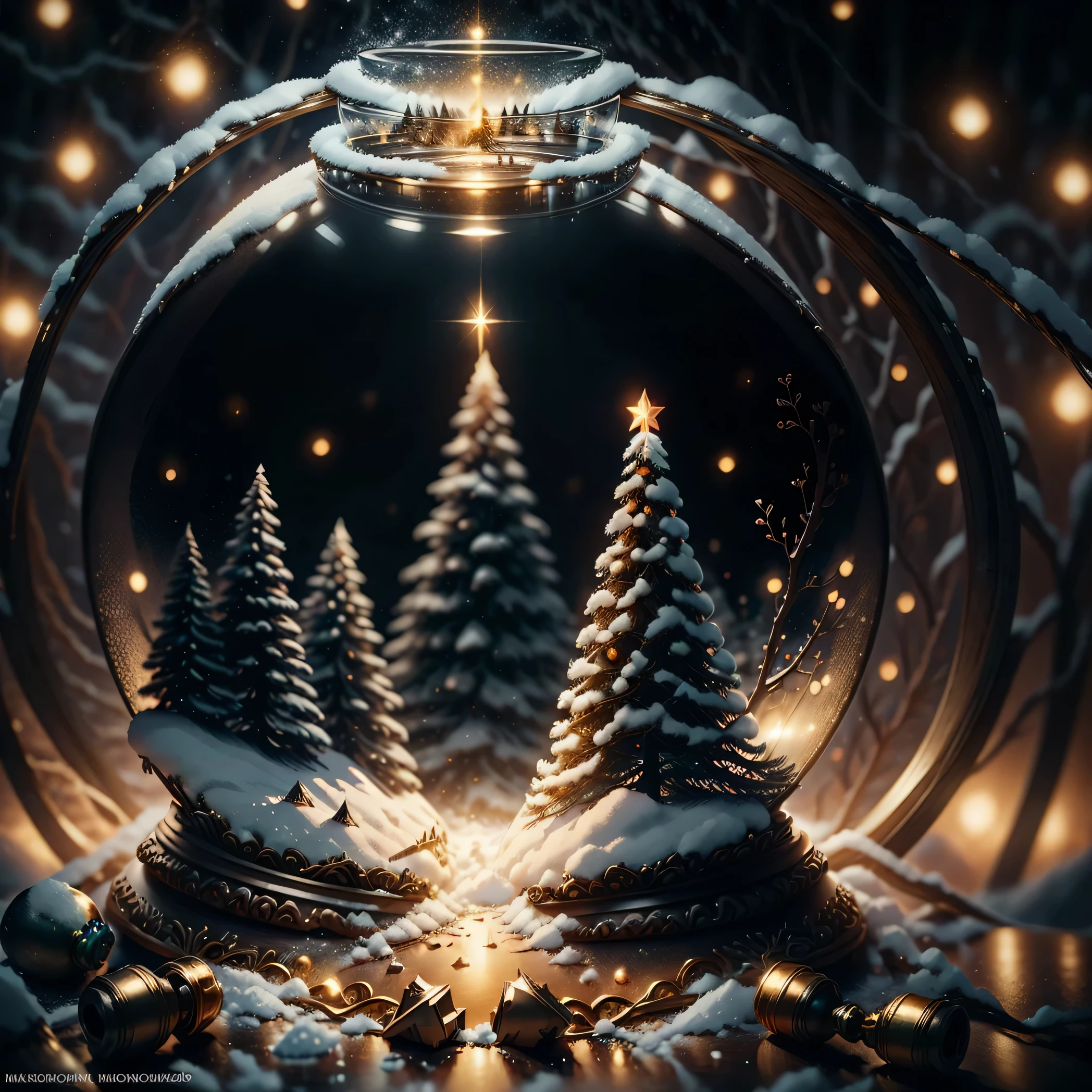 **"A conceptual cyberpunk-style art piece contrasting New Year's false promises with harsh reality. The scene depicts a floating, fractured holographic snow globe. Inside, an idealized New Year’s vision: a perfect Christmas tree with bright lights, smiling faces, and wrapped gifts in gold paper. The snow globe is shattering mid-air, exposing the grim reality behind it: cold, dark urban chaos with bleak concrete buildings.

The color palette uses warm, glowing yellows and reds for the illusion, while the reality behind is represented in cold, desaturated greys and blues, with flickering neon lights.

The breaking glass of the snow globe creates a dynamic visual effect, with shards revealing pixelated, glitchy distortions and fragments of broken motivational phrases like: 'New Year, New Me', alongside words like 'Consume', 'Obey', and 'Dream'.

At the center of the composition stands a silhouette of a person wearing a theatrical mask, half-removed, symbolizing the breaking of illusions. Lighting comes from distorted holographic projections, with particles of fake snow melting into digital static.

The overall atmosphere is a striking mix of tension and liberation, drawing attention to the contrast between crafted fantasies and raw, unembellished reality."**