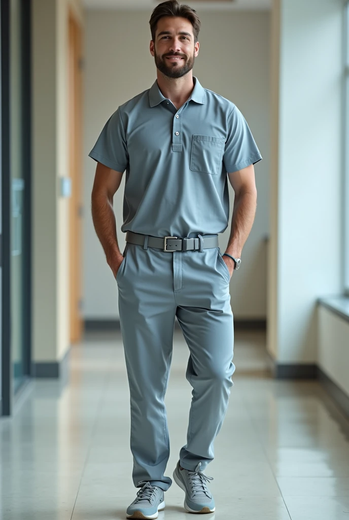 Two Medical scrubs, male , 3D, Dark Navy blue and Top and bottom, top with upper pocket and lower two pockets , free top and bottom, make sure top and bottom with same color and upper pocket in the top