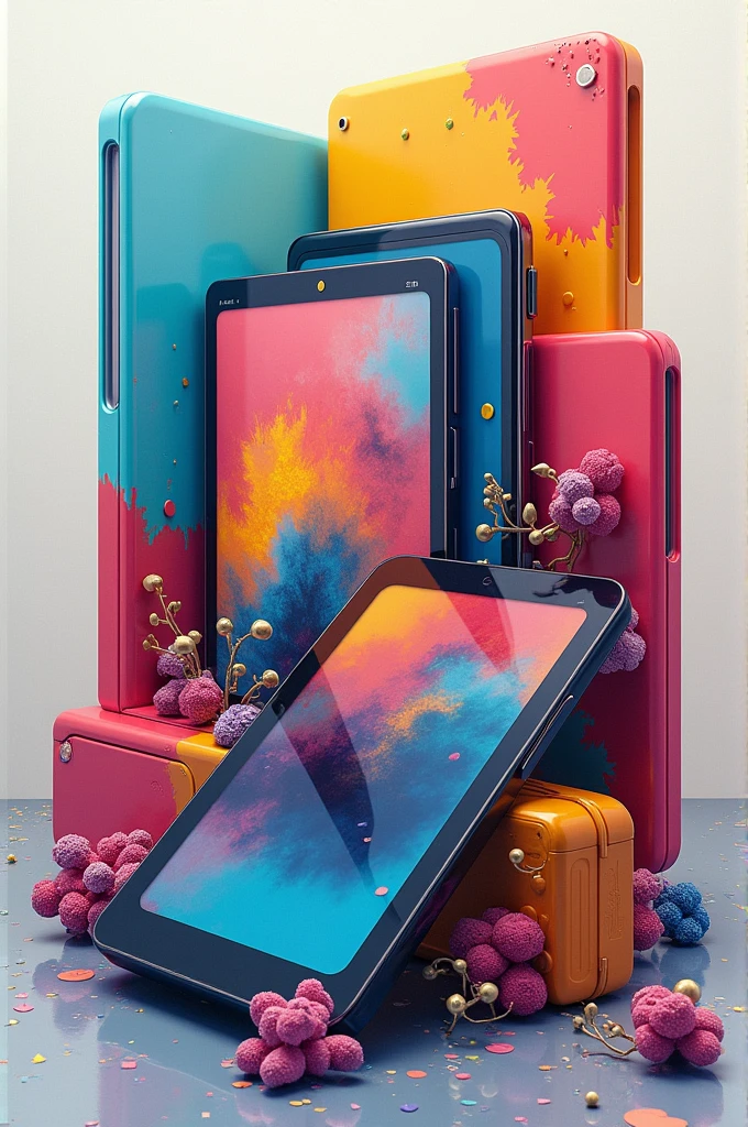 (8k, RAW photos, top quality, masterpiece: 1.2) 3D objects, abstract, colorful, reminiscent of gift formats, such as pen, squeeze, backpack. Bluish background, floating objects, --auto --s2