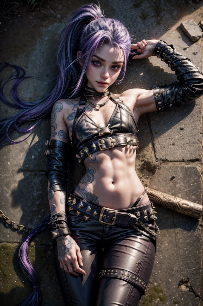 (punk-goth-glam:1.4), (american:1.3), (redhead), beautiful woman, striking blue eyes, striking a glamorous pose, silver jewelry, bondage chains nails spikes, shiny latex, stocking, large chocker, (((tattoos))), professional photography, faded colors, highly detailed skin, skin imperfections freckles moles, film grain, fujifilm polaroid kodak, soft natural lighting, desaturated soft color grading, soft focus,, bodybuilder abs, spread legs, (high heels), (curled-up position), seated legs-up position on a rock , forest, destroyed stone wall, (medieval castle), (giger:1.0) , (skinny:1.2), (petite:1.2), (thin waist:1.2), (small:1.2)