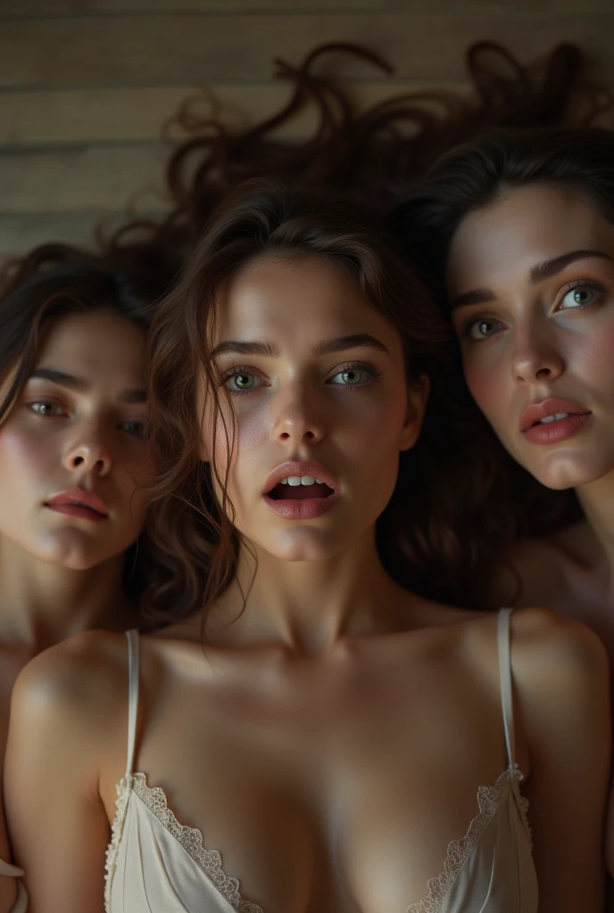 two girls on the photo, , naked, detailed body, realistic looking photo, realistic girls, realistic photo, high quality,, beutiful faces, big eyes, realistic looking face, detailed face, big eyes, big lips, russian girls, one is lying down and the other is sitting astride her