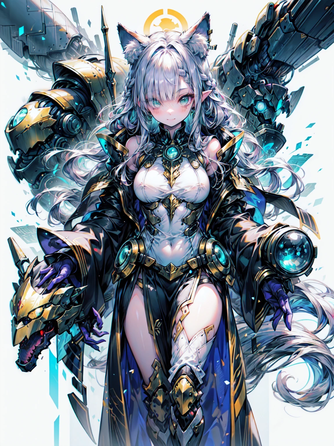 anime character with white hair and armor holding a sword, armor girl, pale black armor, gorgeous female paladin, highly detailed exquisite fanart, white haired deity, white armor, glossy white armor, of a beautiful female knight, mechanized Valkyrie girl