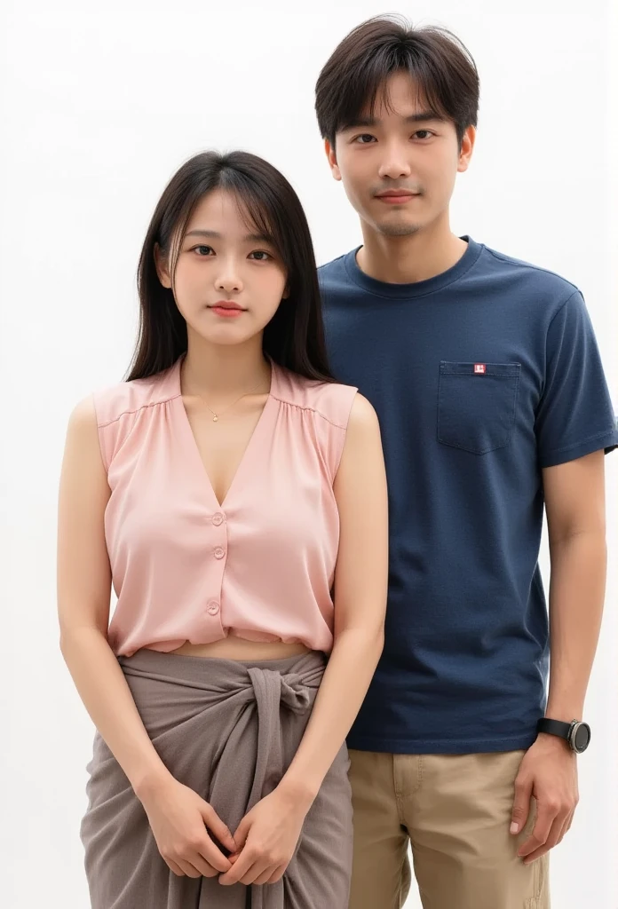 AI big breasts_human Asian male性 male wild Short Hair short hair White T-shirt Hug her from behind holding credit card