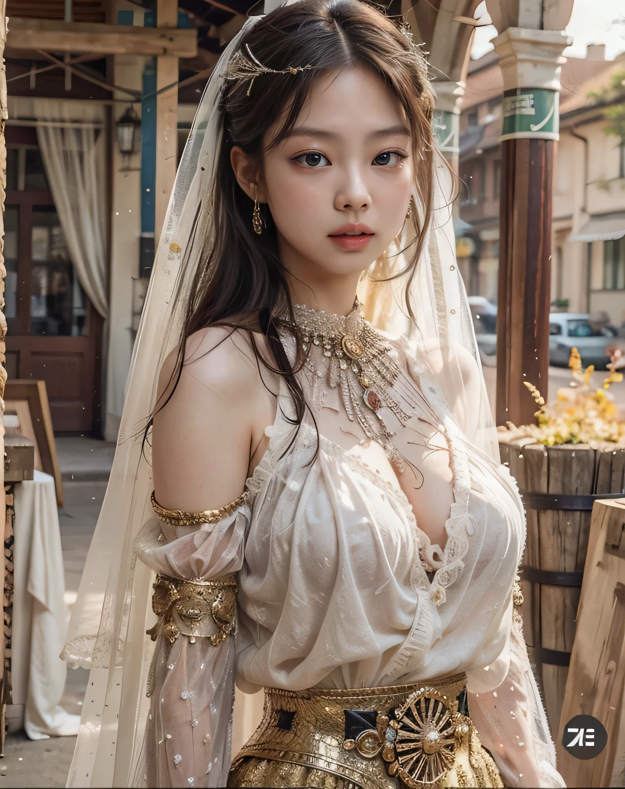 black pink jennie, almond eyes, full lips, big and voluptuous breasts