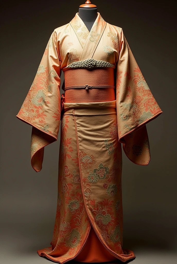 highly detailed realistic japanese yukata, old and antic,  hangs on a special hanger showing its full shape, bueatiful ornaments, expensive material,  ultra-detailed, photo-realistic, masterpiece