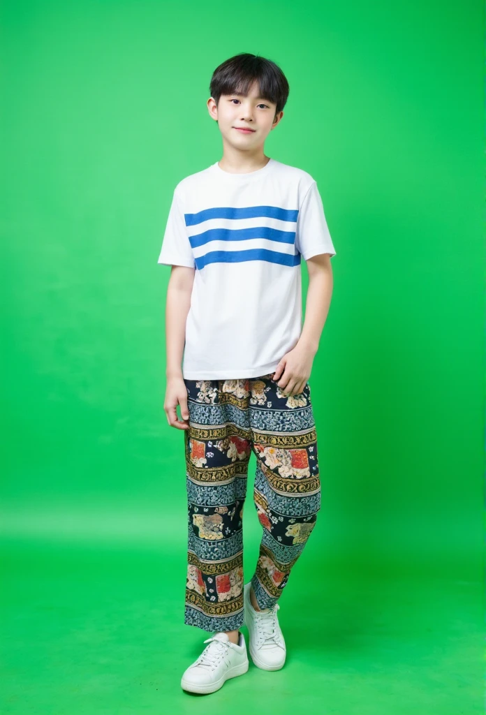 Boy of 12 years wearing shorts