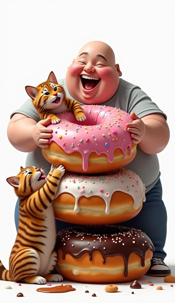 (fat cat Eating Donuts), full body, award-winning, cinematic still, emotional, vignette, dynamic, vivid, (masterpiece, best quality, photorealistic, Professional, perfect composition, very aesthetic, absurdres, ultra-detailed, intricate details:1.3), by Fernando Botero