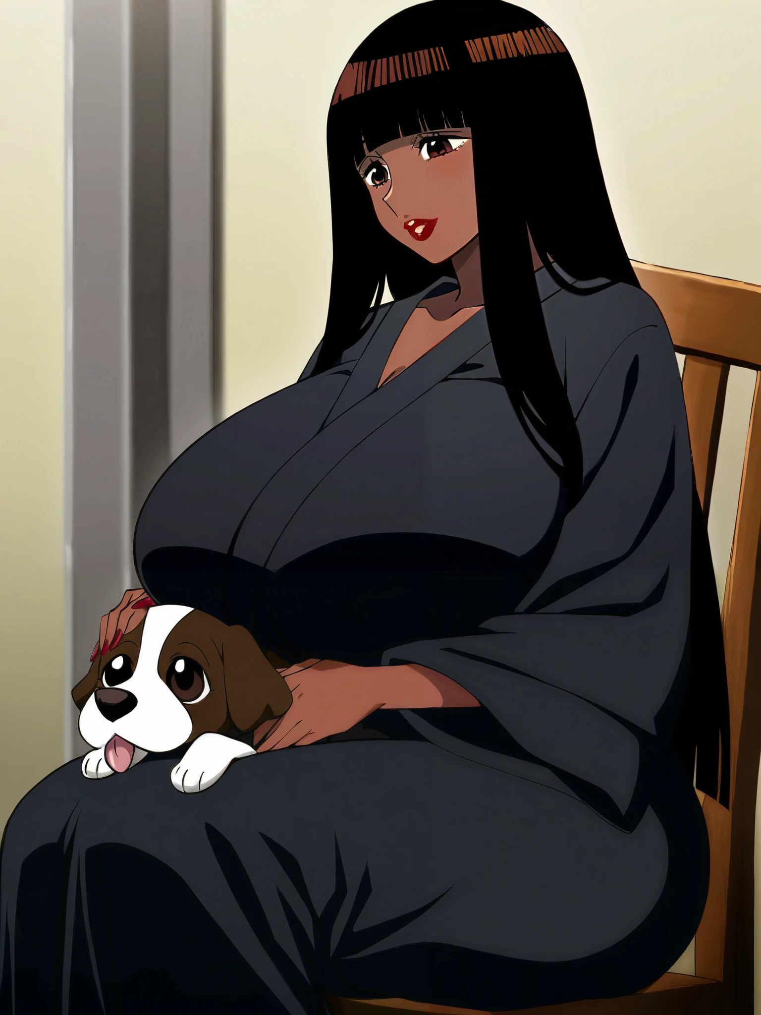 top-quality、masterpiece、hight resolution、(((1girl and 1dog)))、((Naked slender girl))、Washing your body in a hot spring、(A slender girl is nearby、Focus on nudist girl)、the girl smiles shyly、black hair girl、女の子とa Dogがじゃれあっている、女の子はa Dogを撫でている、the girl's breasts are visible、(((Completely naked yor)))、a Dog、(((BondForger)))、女の子がa Dogをハグしている