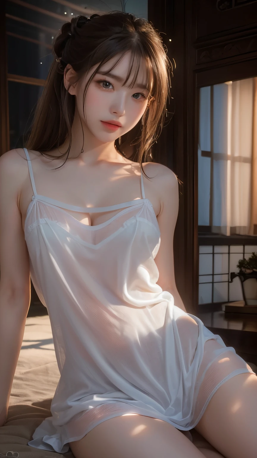 ((Highest quality)), ((masterpiece)), (detailed), (of),((Innocent look)),((Childish)),一人of, sexy, Nude Model, Open your legs, Short stature, Very young, Young Face, Very skinny, ((small pointed chest)), Skin shiny with sweat, Wet body, A see-through shirt that lets your skin show, She hugs me, 