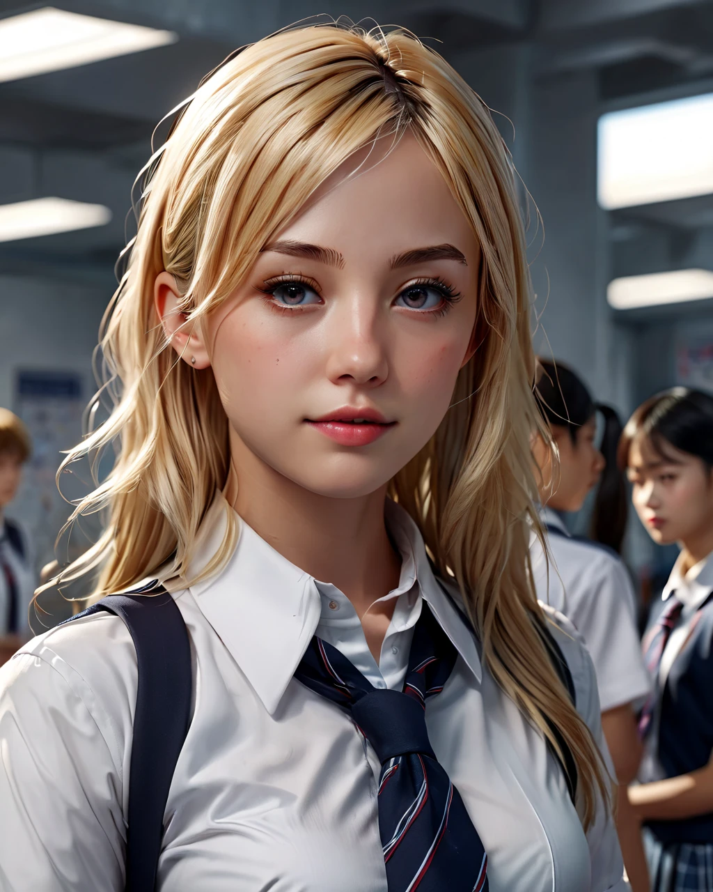 masterpiece,  top quality ,  Official Art ,  Extremely Detailed CG Unity 8K Wallpaper,  very detailed,  illustrations, blondes、 school uniform、