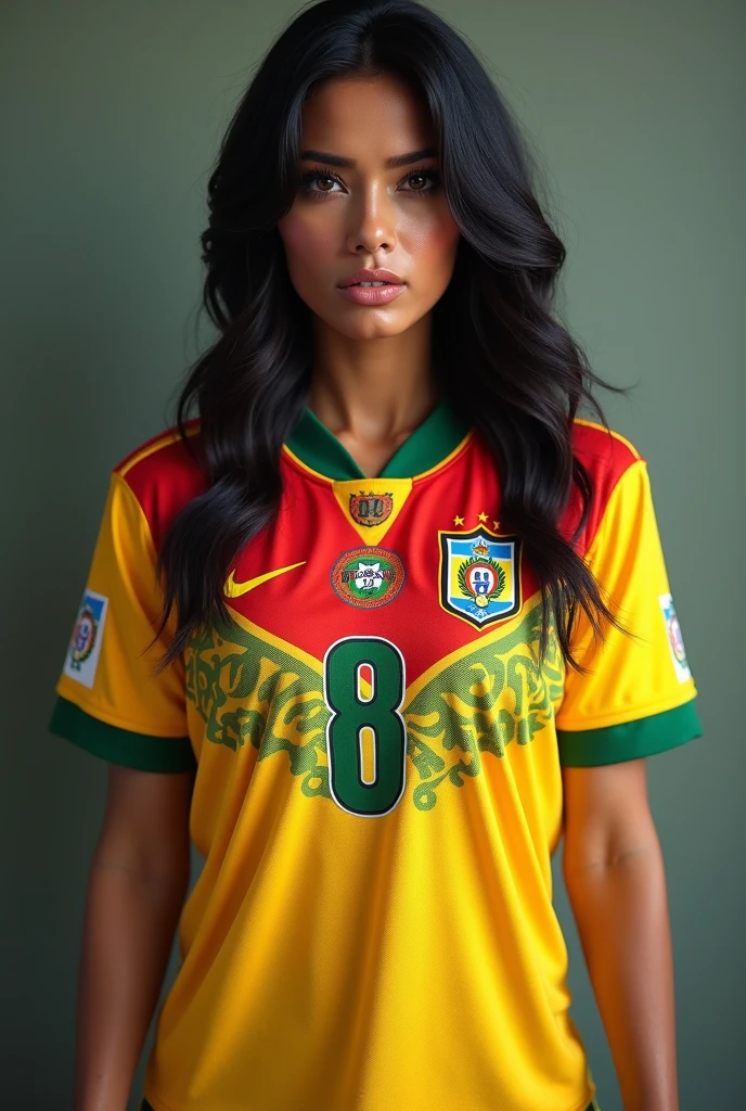 woman with a dark and curly Colombian shirt and who says bryith and 10 on the back