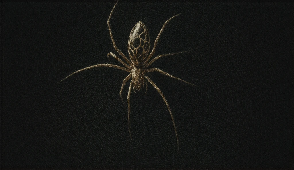 Maximum quality, masterpiece: 1.5 Close-up of a very stylized spider, in a bioluminescent spider web perfectly woven in a spiral, the spider's eyes are also bioluminescent, perfect high-resolution 32K photography magnificent work of art