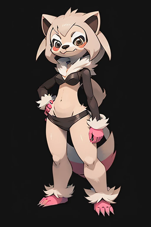 furry, bird girl, thick thighs, big ass, tight bikini, feathers, small breasts, blush