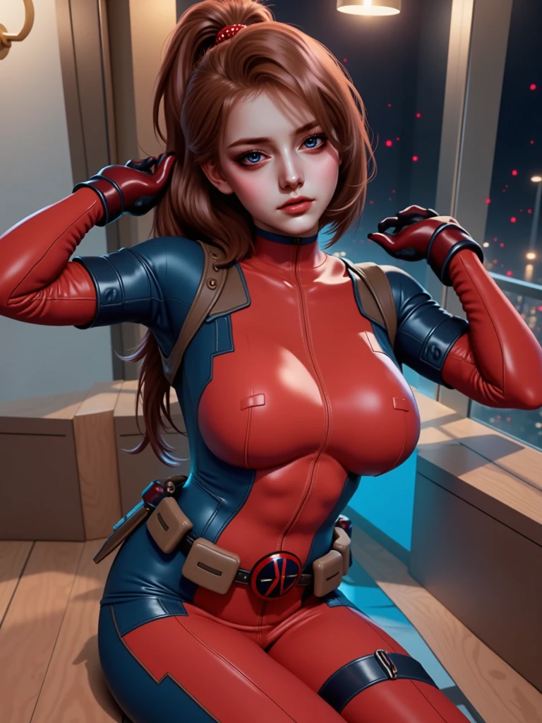 masterpiece, best quality, claire, claire redfield, resident evil 1girl, solo, ((((purple bodysuit)))), sitting, campfire, warm lighting, (fractal art: 1.3), colorful, highest detailed, perfect face,angry face,  upper body, HDR, gigantic breasts, breast focus, boob window, bare breasts, arms at side, arms behind back, Detailed face, Detailed blue eyes, Detailed face, blue eyes, perfect eyes, perfect face, nude, spreading legs, presenting, legs spread apart