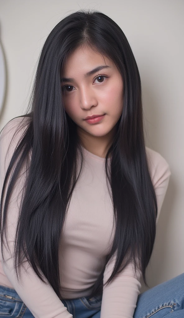 (masterpiece:1.3), (10, photorealistic portrait, RAW photo, bestquality: 1.4), (1girls), youthful, 15 years old., (Small Hands), (close portrait:1.3), Exquisite Face, (realistic face), (Black Hair, long-haired:1.3), beautiful hairstyle, Realistic eyes, beautiful detail eyes, (Realistic skin), nice skin, sit on the ground, Knees close together.., ((Wear a white shirt and a short white skirt..)), ((kawaii, innocent face.)), (Good shape), (skinny), (Skinny legs), ((long-haired)), Well-shaped faces, smirk, Absurd, attractive, ultra-high resolution, ultra realistic, high-detail, golden ratio