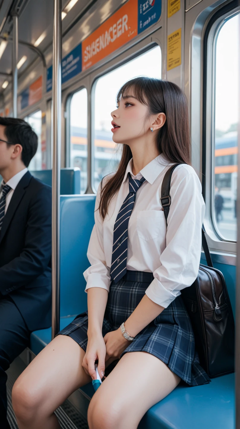 High school girl masturbating on a crowded train