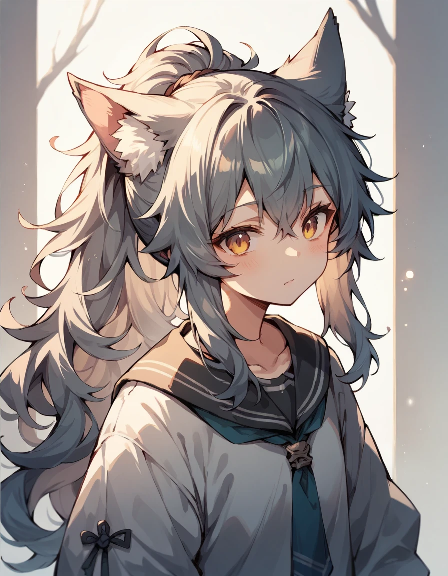 Wolf Girl, short,fine,Young girl, ponytail, long hair,Fluffy hair ,