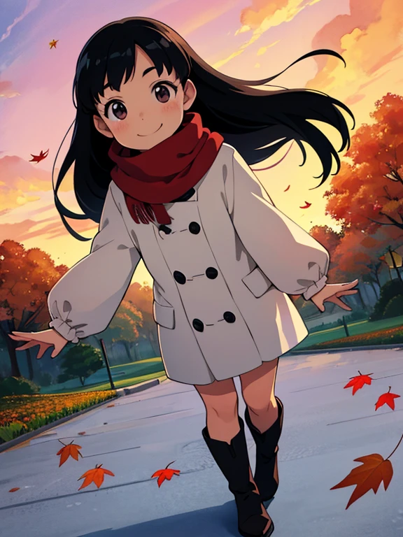   masterpiece ，  top quality ，  high image quality，(   super flat   ,     flat shading   )，glass，    beautiful black hair   ，   fisheye lens ， Beautiful young mother and adorable daughter，    warm scarf ， (naked)，  long hair，   boots, smile, smile， White Breath，fun, play，Autumn park garden，  Fallen leaves for vaginal discharge  ，Autumn sky，dusk，  Beautiful Sunsets  ，Wide angle，   bright color，watercolor,   Ghibli style，Strong winds，  Girl Temptation，