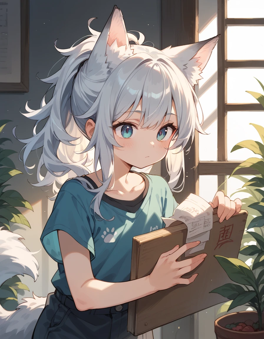 Wolf Girl, short,fine,Young girl, ponytail, long hair,Fluffy hair ,