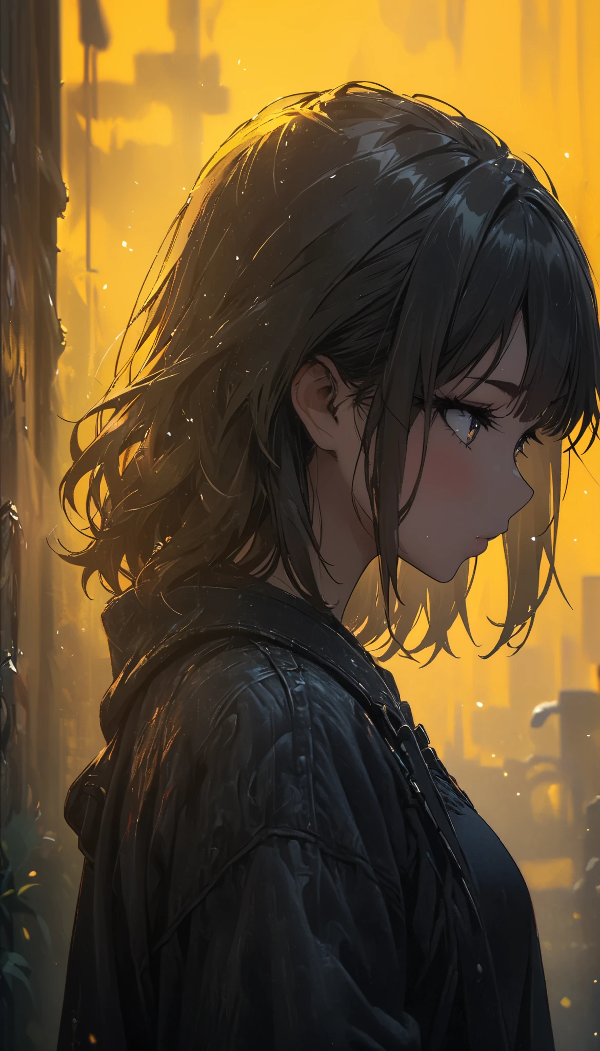 wallpaper 4k ,yellow background,1 girl,Graffiti style image