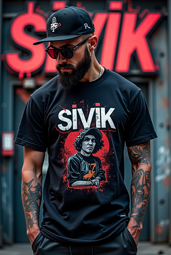 Art to use in a shirt print with the name Sivik, streetwear