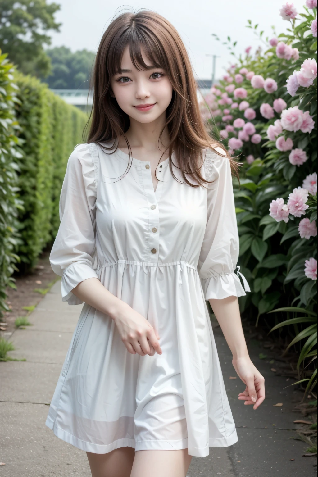 1 , lily, collections,  brown hair , For bangs, cute casual dress , flower,   female model, Princess, smile,