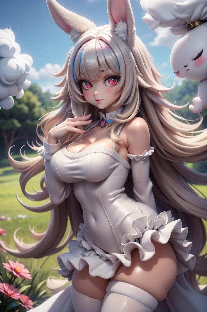 chii, (pastel colors), 
(full body, from above, dutch angle),
perfect hands, 
(masterpiece, best quality, ultra-detailed), (beautiful detailed face, beautiful detailed eyes, volumetric lighting),
1girl, solo, robot ears, brown eyes, expressionless, empty eyes,
bangs, hair tubes, pink dress, maid, victorian maid, 
(white background:1.3),