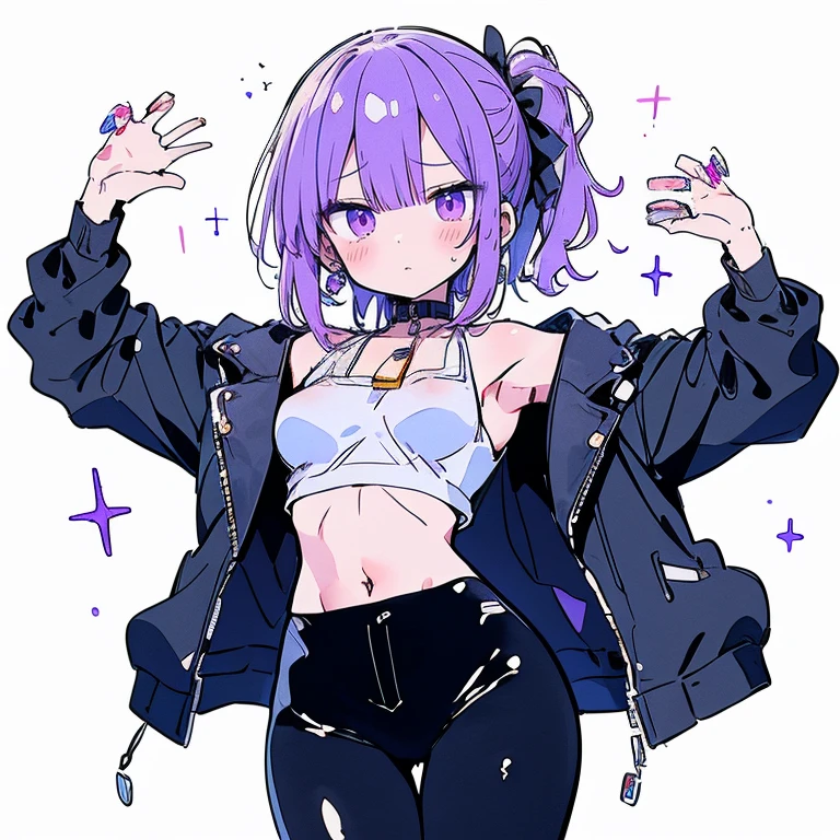 multi-colored hair, short hair, happy expression , blushing very hard, detailed eyes, heterochromia, hair over one eye, messy hair, streaked hair, radiant smille, daring outfit