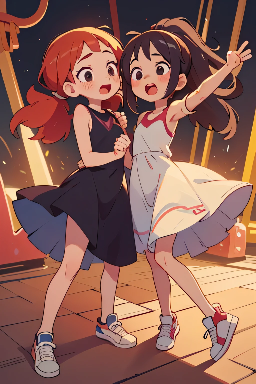 Two best friends (girls) laughing together at a Mexico town