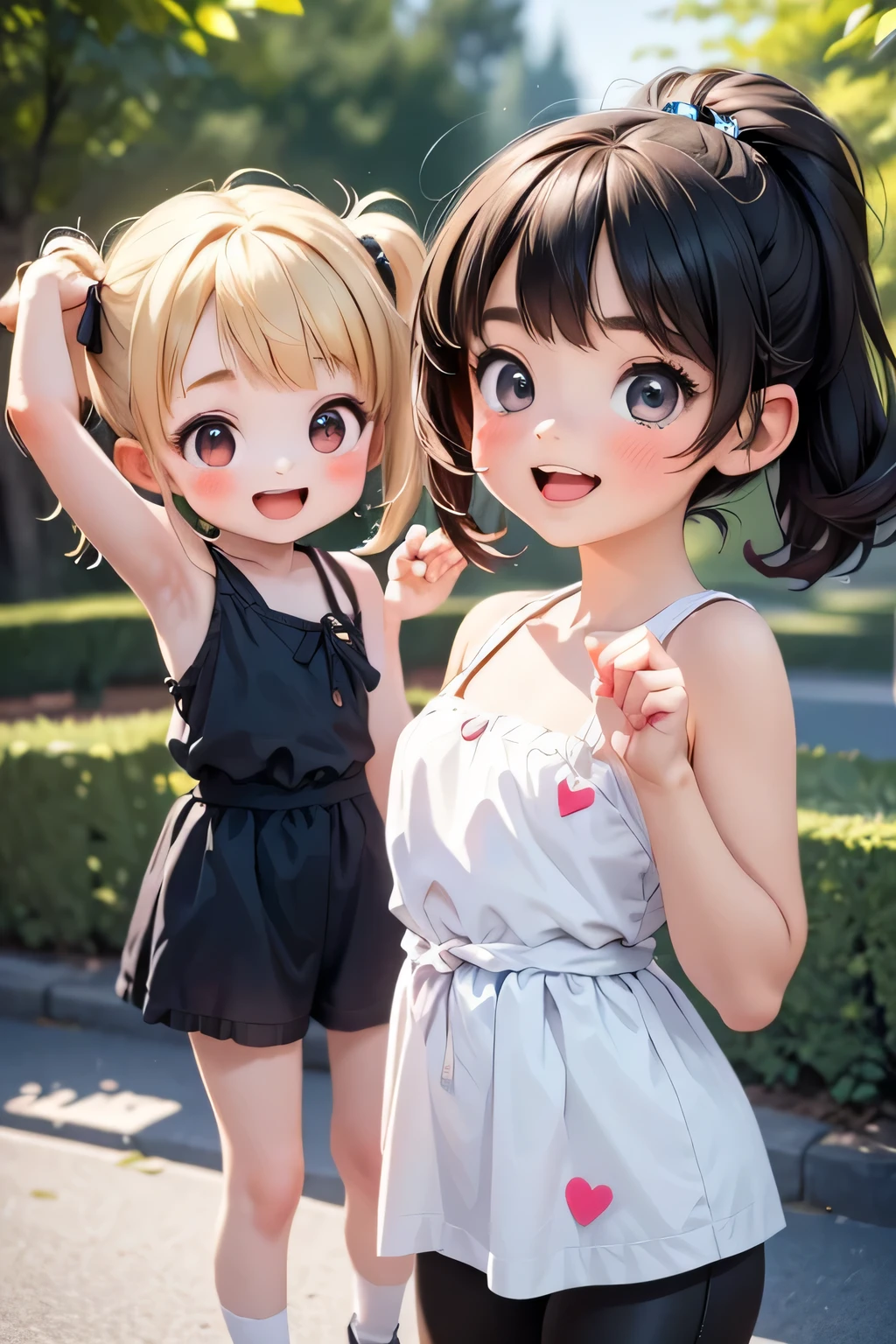 top quality 、 high definition 、( high image quality:1.2)、masterpiece、 detailed background、( Beautiful face in every detail :1.4)、Highly detailed faces、 anatomically correct、(Normal number of fingers)、Hide your hands、 detailed eyes、age beauty、 perfect body line 、( 2 women :1.2)、 brightly colored hair color 、 braided bob cut、 ponytail、 Twin Tails 、Attraction Park、 thrilling attractions 、 stretch your arms、 and show your armpits、 fun atmosphere、Create a sense of realism、Expression of excitement and joy 、
( Two beautiful girls who are excited to ride on the Scream Machine :1.5)、
thrilling attraction 、 Eyes Wide Open 、 Choose a cute dress with slightly open or smiles spread out 、 Subtle redness on the face and neck due to increased heart rate 、 sportswear 、 sports bras and leggings 、 Choose a feminine style 、 Choose a dress made of a material or length that is easy to move around and pair it with sneakers、cute