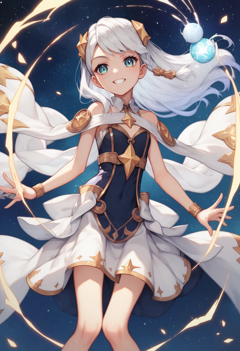 white color hair，Exquisite legal ，exquisite facial features，Anime girl with blue wings and blue skirt in the forest， ！dream art jem， Very detailed ArtGerm， ahrtyle artgerm， Irelia， It was warm， art jem style， Beautiful celestial mage， Artgerm on ArtStation Pixiv， Details， art jem style