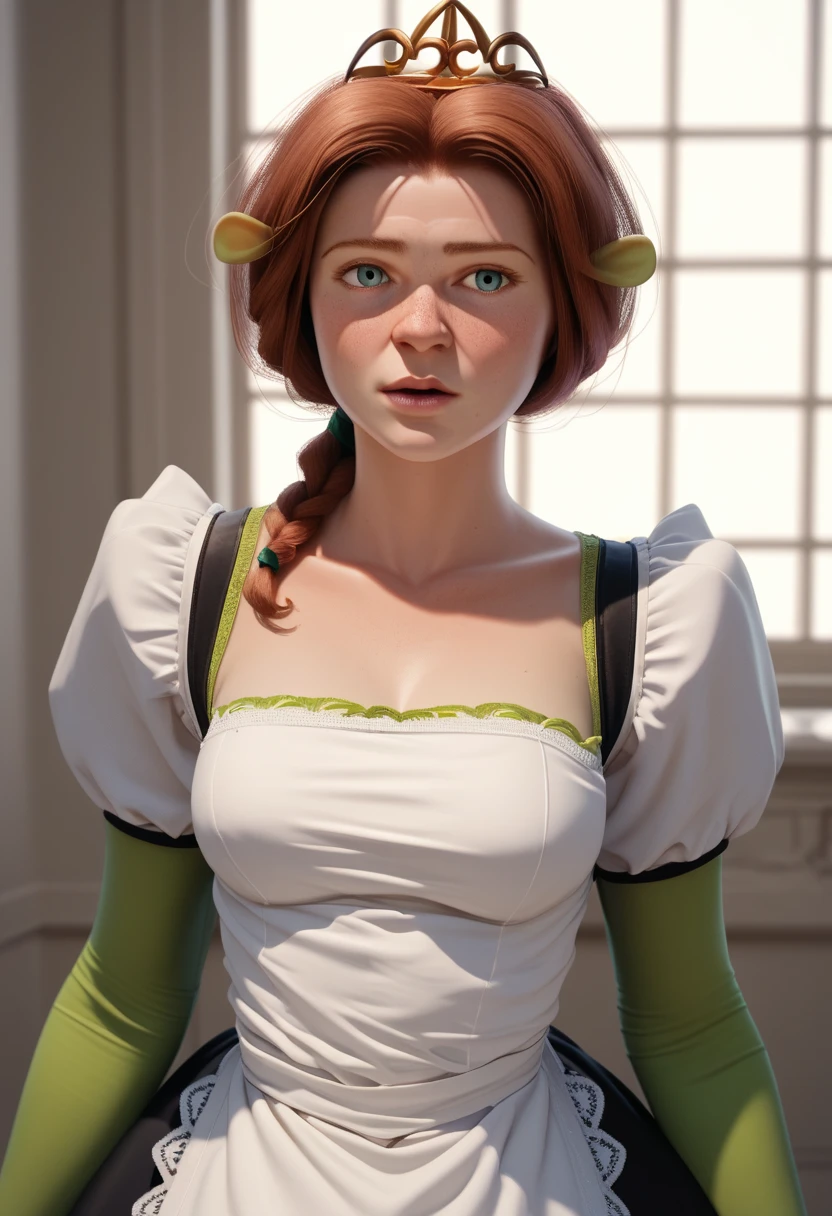 princess fiona, wearing a sexy maid outfit.