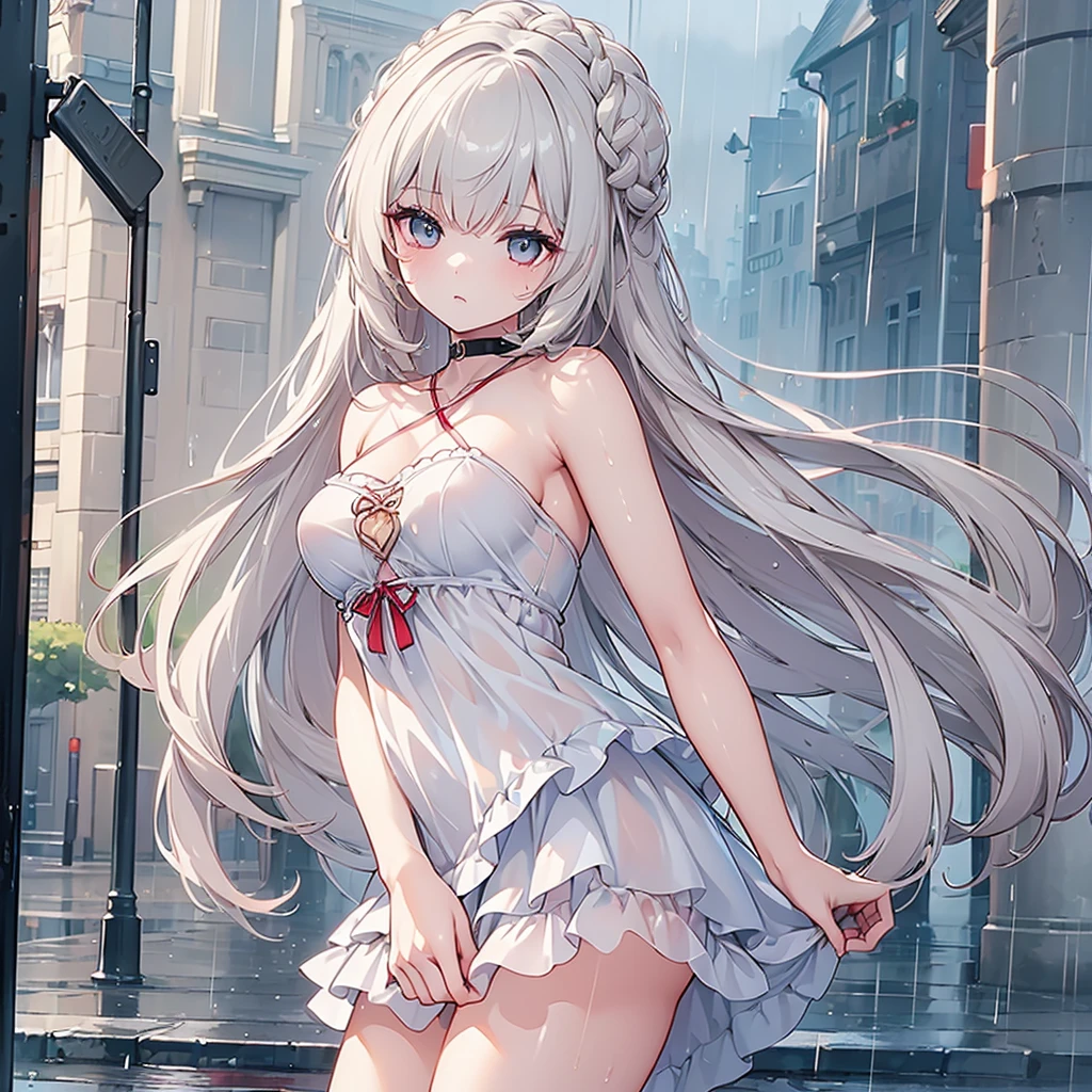 (( top quality , 8k, masterpiece:1.3)), concentrated:1.2,  perfect body beauty:1.4, Ass:1.2, (( layered cut , chest:1.2)), ( wet close :1.1) , (rain, street:1.3),  bandeau dress: 1.1,  highly detailed face and skin textures,  beautiful eyes,  double eyelid , Whitened skin,  long hair, (shut up: 1.3)( top quality:1.4),,  super high resolution ,, 8k, CG,, ( very delicate and beautiful :1.2),,