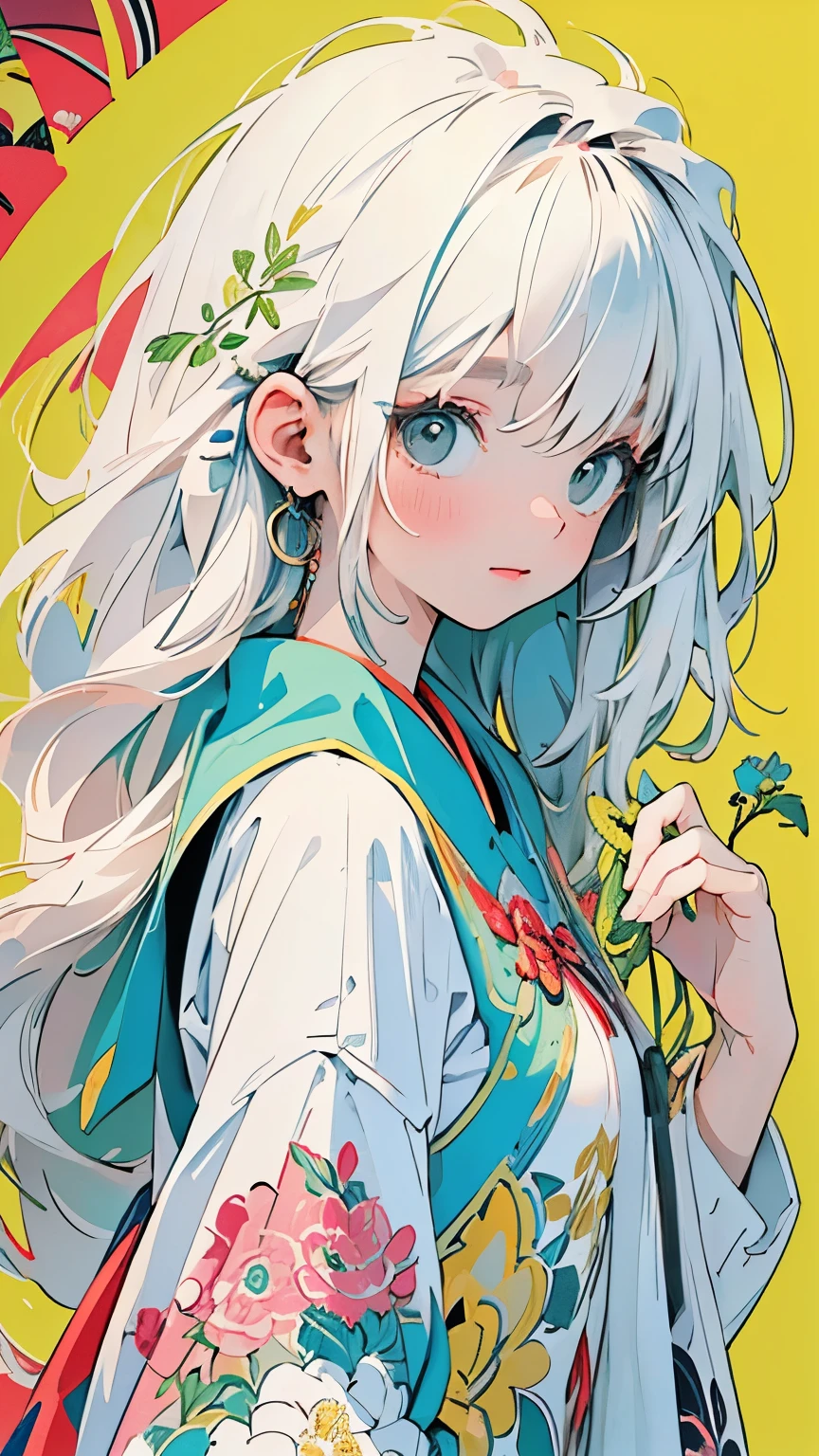 Official Art , wallpaper, very detailed, ((( very detailedな目と顔))), shut up., masterpiece, top quality , Realistic Portrait , (ZenTangle, Mandala, Tangle, EnTangle), Complicated clothes, very detailed, Dynamic Angle , the most beautiful form of chaos , elegant , Brutalist Design, bright colors , Romantic Chinese Flowers
